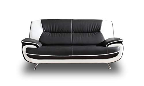 Sofa Onyx 3-Sitzer Kunstledersofa Couch Farbauswahl (schwarz-weiß) von PL MARKET