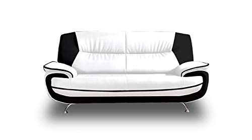 Sofa Onyx 3-Sitzer Kunstledersofa Couch Farbauswahl (weiß-schwarz) von PL MARKET
