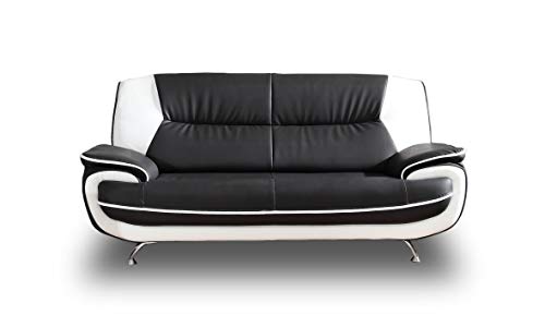 Sofa Set Onyx Set 3-2-1 Couch Set aus Kunstleder Farbauswahl (schwarz-weiß) von PL MARKET