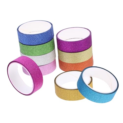 PLAFOPE 10 Rollen Teiliges Glitzer Klebeband Buntes DIY Washi Tape mit Verschiedenen Mustern Selbstklebendes Dekoratives Papierband für Scrapbooking Handwerk Planer und Geschenkverpackung von PLAFOPE
