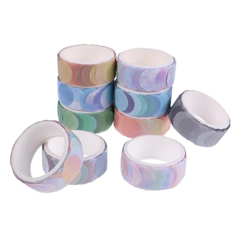 PLAFOPE 10 Rollen Washi Masking Tape pro Reißbar DIY Scrapbook Dekoration Bunte Kreis Muster Vielseitig für Tagebuch Planer Geschenkverpackung und Bastelprojekte von PLAFOPE
