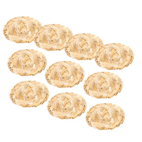 PLAFOPE 10stücke Mini-strohhüte Handgefertigt Aus Hochwertigem Material Für Puppen Und Bären Geeignet Kreative Dekoration Für DIY-bastelprojekte Kleidungszubehör Und Heimdekoration von PLAFOPE