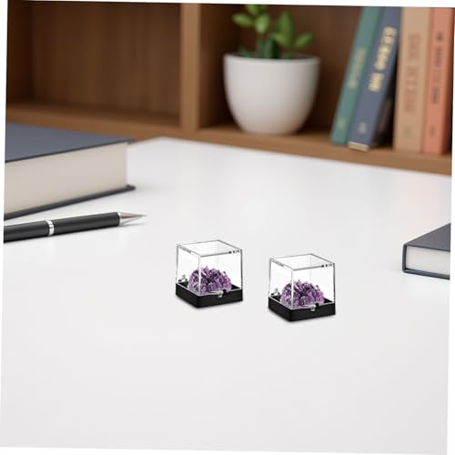 PLAFOPE 10 Stück Quadratische Kunststoffboxen Transparent Mineralien Aufbewahrungsbox Staubdichte Vitrine Mini Display Case für Kristallproben und Kleine Sammlerstücke von PLAFOPE