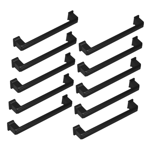 PLAFOPE 10 Stück Retro Küchen und Kleiderschrankgriffe aus Massivem Aluminiumlegierung Schwarz Vintage Möbelgriffe für Schranktüren und Kommoden Robust und Kratzfrei von PLAFOPE