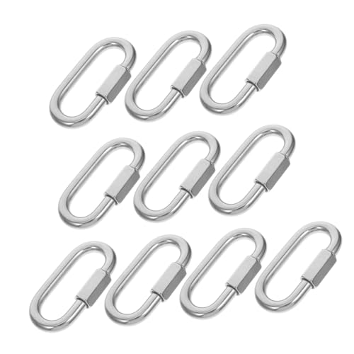 PLAFOPE 10 Stück Teiliges Schnellverbinder Oval Karabiner Kettenverbinder mit Verriegelung für Industrie Bau Camping Vielseitige Verbindungslösung Robust Langlebig von PLAFOPE