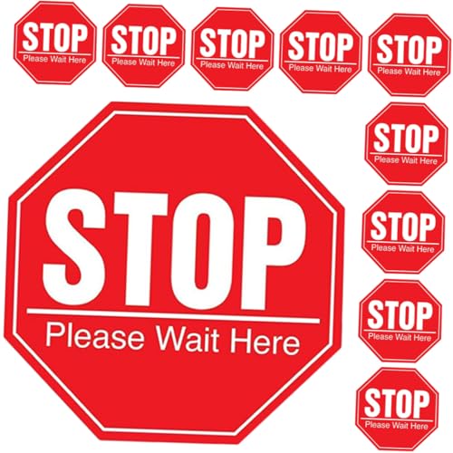 PLAFOPE 10 Stück Teiliges Stop Bitte Warten Aufkleber Soziale Distanzierung Erinnerung Rutschfeste Boden Wandmarkierung Geeignet für Geschäfte Supermärkte Restaurants und Öffentliche von PLAFOPE