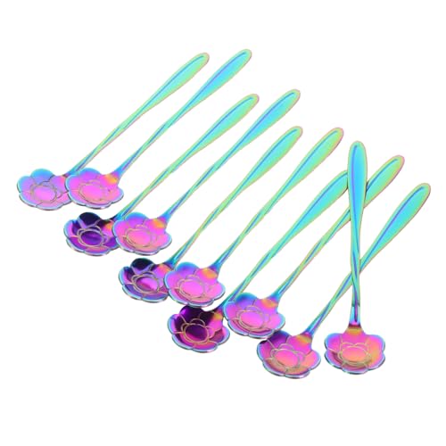 PLAFOPE 10stücke Edelstahl Blumenlöffel Getränke Cocktail Rührer Mischen Stab Für Dessert Kaffee Tee Zucker Eis Löffel von PLAFOPE