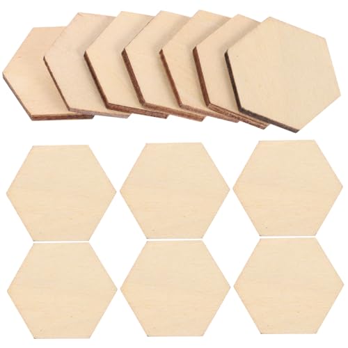 PLAFOPE 100 Stück Sechseckige Buchenholzornamente Holzformen für DIY Bastelprojekte Hochzeit Geburtstagsfeiern Weihnachtsdekorationen Hölzerne Waben Deko mit Glatter Oberfläche von PLAFOPE