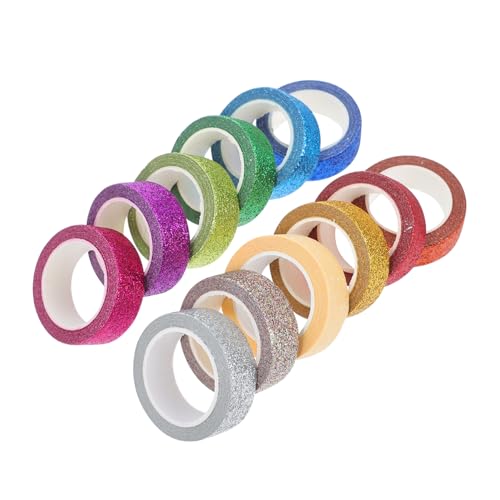 PLAFOPE 12 Rollen Regenbogenfarbenes Glitter Washi Tape Dekoratives Selbstklebendes Papierband für DIY Bastelprojekte Scrapbooking Geschenkverpackung Vielseitig Einsetzbar Leicht Ablösbar PLAFOPE 12 Rollen Regenbogenfarbenes Glitter Washi Tape Dekoratives Selbstklebendes Papierband für DIY Bastelprojekte Scrapbooking Geschenkverpackung Vielseitig Einsetzbar Leicht Ablösbar von PLAFOPE