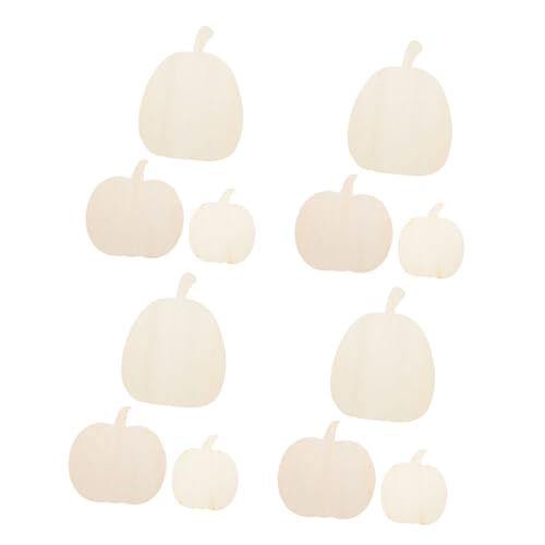 PLAFOPE 12 Stück Teiliges Unvollendete Holz-pumpkin-cutouts Rustikale Herbst-dekorationen aus Langlebigem Holz Diy-bastelmaterialien für Halloween Erntedankfest und Herbstliche Partydeko von PLAFOPE