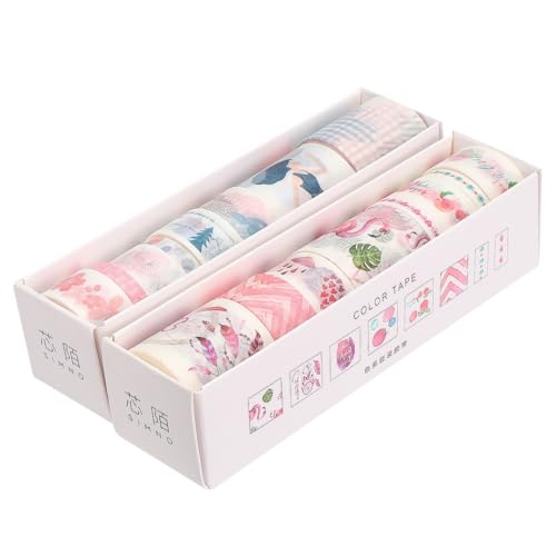 PLAFOPE 16 Rollen Washi Tape Bunte Papierklebebänder für Scrapbooking und DIY Dekorative Buchaufkleber für Tagebuch Planer Fotoalbum und Bastelarbeiten von PLAFOPE
