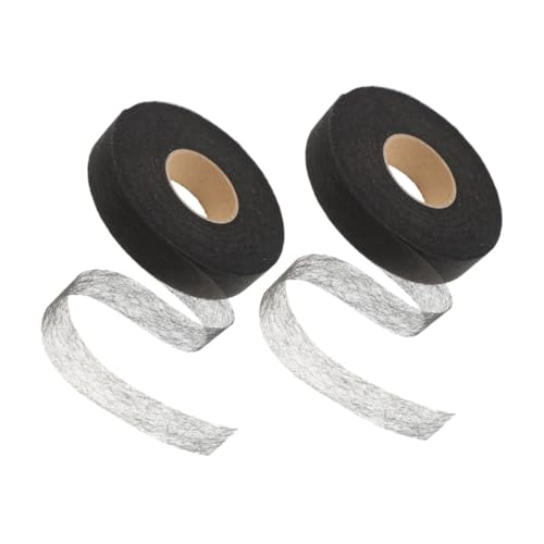 PLAFOPE 2 Rollen Bügelsaumband Doppelseitiges Stark Haftendes Flies klebeband zum Aufbügeln für Hosen Denim Vorhänge Kleidung Vielseitiges DIY nähzubehör Waschfest Schwarz von PLAFOPE