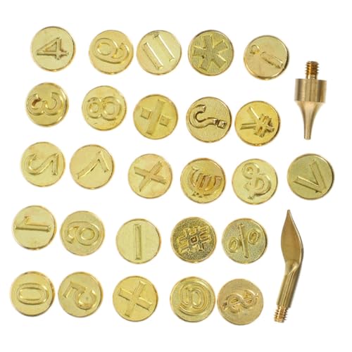 PLAFOPE 2 Sätze Holzbrand Buchstaben Brennspitzen aus Messing für DIY Gravur Brenneisen Werkzeug Kompakt Leicht Vielseitig für Holz Leder Papier Präzise Tragbar für Künstlerisches Branding von PLAFOPE
