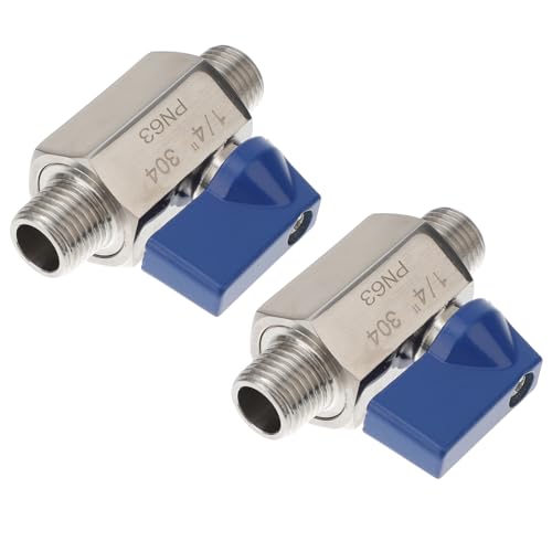 PLAFOPE 2 Stück Edelstahl Kugelhahn Mini Absperrventil mit Innengewinde Robustes Shut Off Ventil für Druckluft und Gasleitungen Einfache Installation Langlebige Rohrverbindung von PLAFOPE