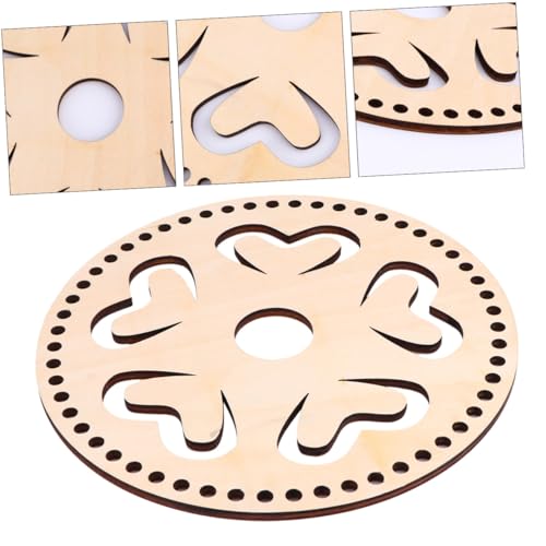 PLAFOPE 2 Stück Holz taschenboden DIY Häkel basismaterial Langlebig Schmutzresistent mit Hohlem Schnitzmuster Geeignet für Damen handtaschen Umhängetaschen Kreative Bastelprojekte von PLAFOPE