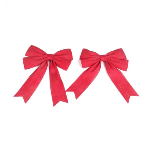 PLAFOPE 2 Stück Jute Burlap Schleife Rote Vintage Schleifen für Weihnachtsbaum Deko Hochzeit Party Ornamente Langlebig Leicht DIY Zubehör von PLAFOPE