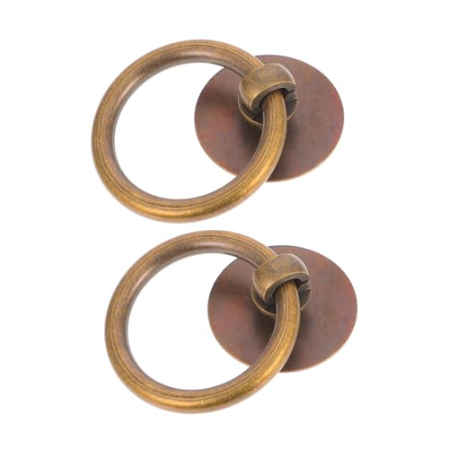 PLAFOPE 2 Stück Messing Möbelgriffe Ringgriff Antik Stil Schubladengriffe Vintage Schrankgriffe für Kommode und Kleiderschrank von PLAFOPE