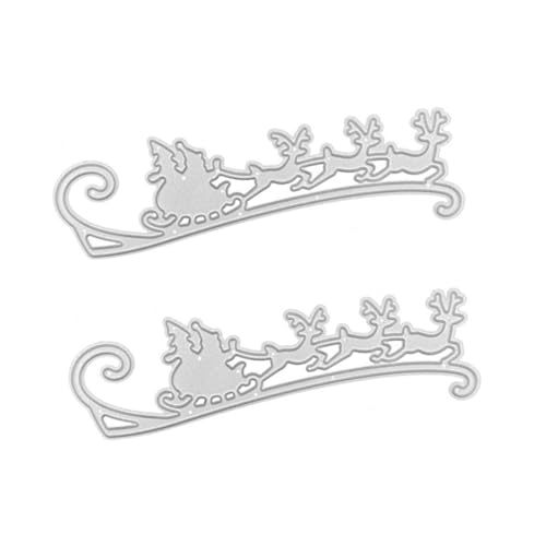 PLAFOPE 2 Stück Metall Stanzschablonen Weihnachts Schlitten und Rentier Motiv Kreative Schneideformen für Scrapbooking DIY Kartengestaltung und Weihnachtsdekoration Langlebige von PLAFOPE