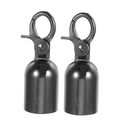 PLAFOPE 2 Stück Seilendkappen mit Robustem Schnapphaken Metall Seilstopper in Glänzendem Schwarz Heavy Duty Kordelabschluss für Absperrpfosten Einfache Montage für Flughäfen und Hotels von PLAFOPE