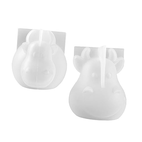 PLAFOPE 2 Stück Silikonform Kuh Design Fondant Kuh Kerzenform Tiergussformen Tierkuchen Kuh Backform Epoxid Kuhform Spaßform Seifenformen 3D Rinderform Transparent von PLAFOPE
