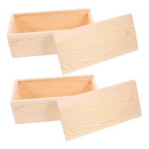 PLAFOPE 2 Stück Teiliges Kleine Holzbox aus Natürlichem Kiefernholz mit Schiebedeckel Kompakte Aufbewahrungsbox für Bastelprojekte DIY Unlackierte Holzschachtel Platzsparend und Langlebig von PLAFOPE