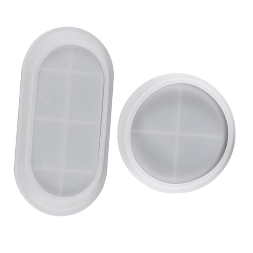 PLAFOPE 2 Stück Teiliges Silikonform für DIY Kristallharz Tablett Rechteckige und Runde Form Praktische Gießform mit Glatter Oberfläche Langlebig und Leicht zu Entformen für Bastelprojekte von PLAFOPE