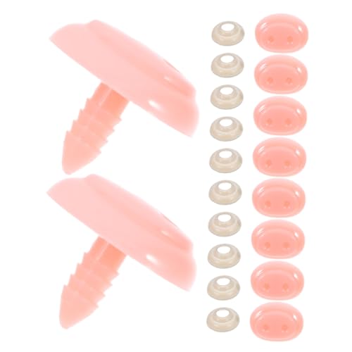 PLAFOPE 20 Stück Teiliges Set Kunststoff Sicherheitsnasen mit Unterlegscheiben Rosa Pig Nose Zubehör für DIY Puppen Amigurumi und Plüschtiere Geeignet für Anfänger und Bastler von PLAFOPE