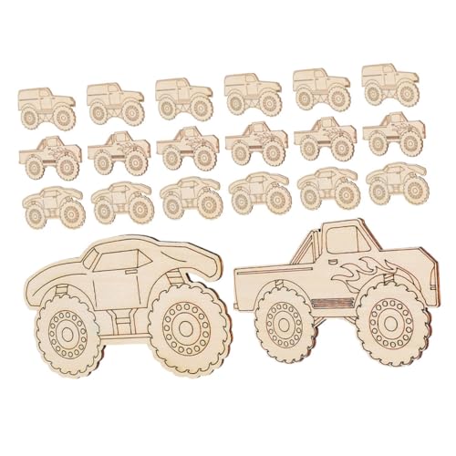 PLAFOPE 20 Stück Teiliges Unbemalter Holzautos mit Niedlichem Lkw design Kindgerechte Bastelrohlinge aus Sicherem Holz für Kreative DIY handwerksprojekte Fantasie von Jungen und Mädchen von PLAFOPE