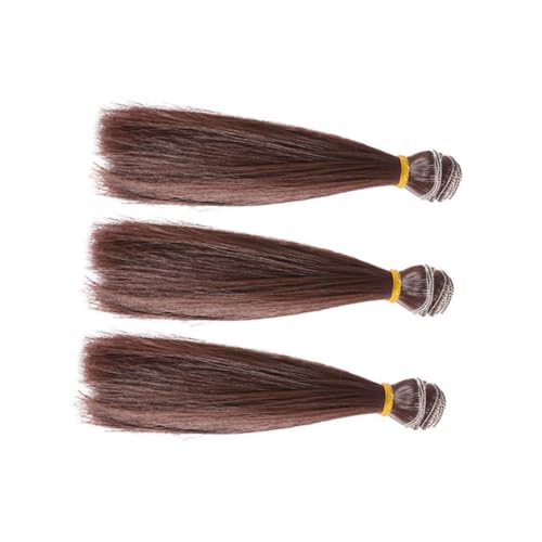 PLAFOPE 3 STÜCKE Teiliges Hitzebeständige Puppenhaarverlängerungen Gerade DIY Perücke für Puppenherstellung Strapazierfähige Handarbeit für Individuelles Basteln und Reparieren von PLAFOPE