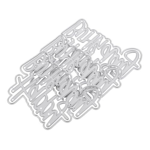 PLAFOPE 3 Stück Happy Birthday Stanzschablonen Carbonstahl Metall Stanzformen für Scrapbooking Kartengestaltung Wortprägung DIY Fotoalbum Papier Basteln von PLAFOPE