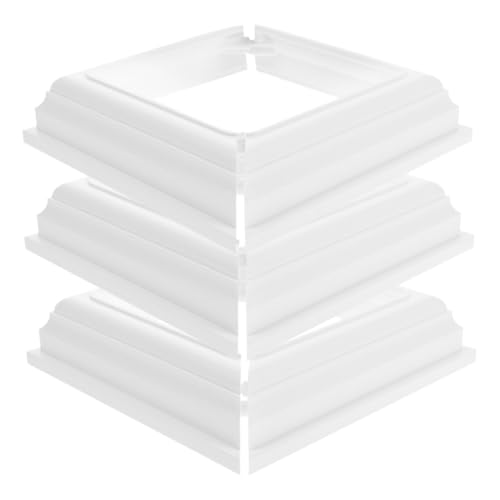 PLAFOPE 3 Stück Teiliges Pfostenabdeckung Split Style Pfostenfuß Schutzplatte für Garten Balkon Terrasse Wetterfeste Stabile und Dekorative Sockel für Zaun und Geländer Außen von PLAFOPE