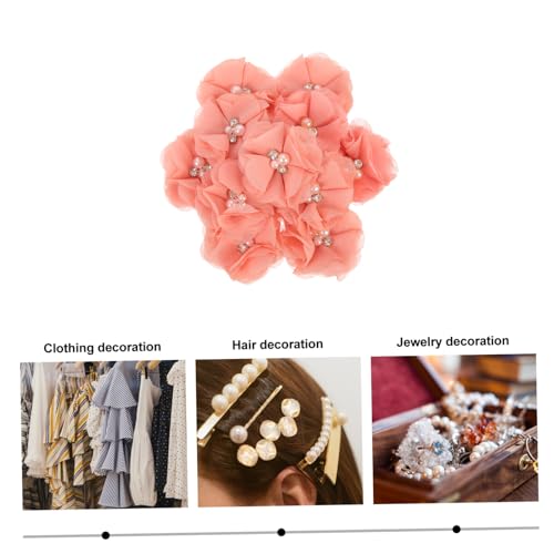 PLAFOPE 30 Stück Teiliges Kompakte Mehrfunktionale Chiffon Blumen mit Perlen Genähte Stoffblumen für DIY Kleidung Vorhänge Hüte Modische Dekorative Nähapplikationen in Koreanisch Rosa von PLAFOPE