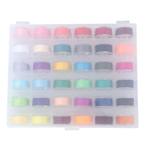 PLAFOPE 36 Stück Teiliges Set Bunter Nähmaschinen Spulen mit Aufbewahrungsbox Assortierte Farben für Heimwerker und Nähprojekte Kompatibel mit Meisten Nähmaschinen von PLAFOPE
