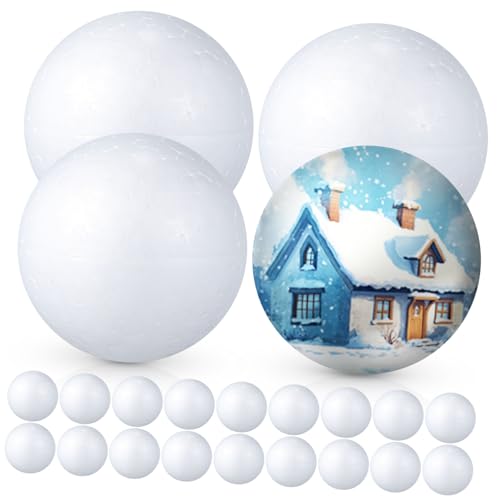 PLAFOPE 36 Stück Teiliges Weiße Schaumstoffbälle für DIY Kreativität Weihnachtsdekoration Runde Polystyrol Kugeln zum Bemalen und Gestalten für Christbaumschmuck und Winterfest von PLAFOPE