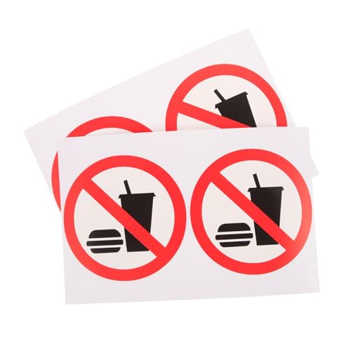 PLAFOPE 4 Stück 4 teiliges selbstklebendes Verbotsschild Essen und Trinken verboten Aufkleber für Tür Wand Büro Geschäft Lager langlebig leicht anzubringen von PLAFOPE