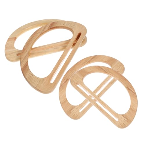 PLAFOPE 4 Stück Holz Taschengriffe D-Form Beige Robuste Holzgriffe für DIY Handtaschen Strandtaschen Einkaufstaschen Dekorative Natürliche Tragegriffe für Handgemachte Taschen von PLAFOPE