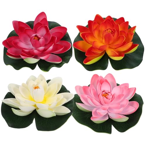 PLAFOPE 4 Stück Künstliche Lotusblumen Schwimmend Naturgetreue Optik Bunte Wasserlilien Teichpflanzen Dekoration für Garten Pool Aquarium PLAFOPE 4 Stück Künstliche Lotusblumen Schwimmend Naturgetreue Optik Bunte Wasserlilien Teichpflanzen Dekoration für Garten Pool Aquarium von PLAFOPE