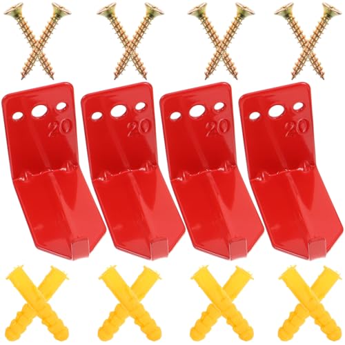 PLAFOPE 4 Stück Teiliges Feuerlöscher Wandhalter aus Metall Stabile Halterung mit Starkem Haken Kompatibel Rotes Design zur Sicheren Wandmontage für Haushalt und Büro von PLAFOPE