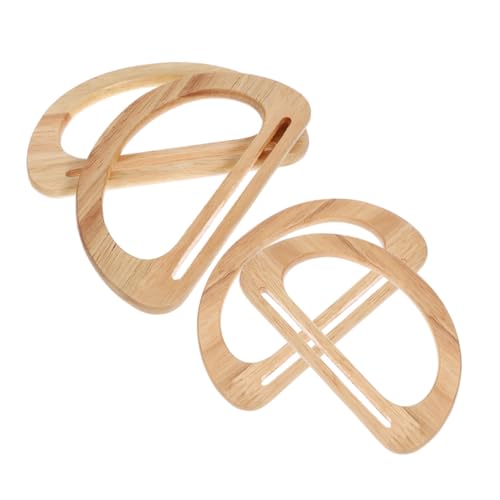 PLAFOPE 4 Stück Teiliges Holzgriffe D-förmig Ergonomisch für Handtaschen Basteltaschen Beige Robust Handgefertigte Taschen Zubehör Einfach zu Montieren von PLAFOPE