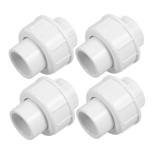 PLAFOPE 4 Stück Upvc Weißer Union Rohrverbinder Adapter PVC Rohrkupplung für Wasserleitung Bewässerung Schwimmbad Kaltwasseranschluss Rohrverbindung Langlebig und Vielseitig von PLAFOPE