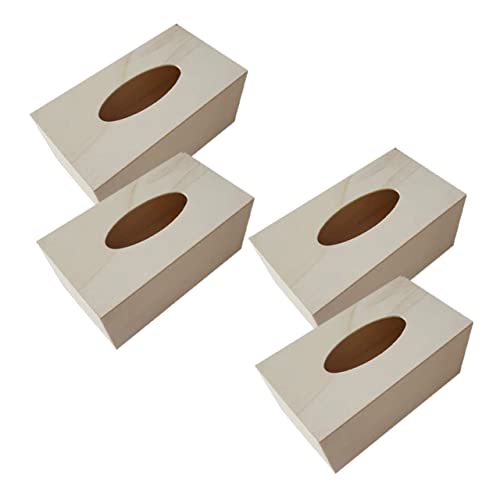PLAFOPE 4Er-Box DIY Taschentuch Box Taschentuchspender Serviettenspender Klopapierhalterung Schablonen für Kinder Storage Boxes aufbwahrungs-Box Taschentuchhalter Papiertuchspender Bambus von PLAFOPE