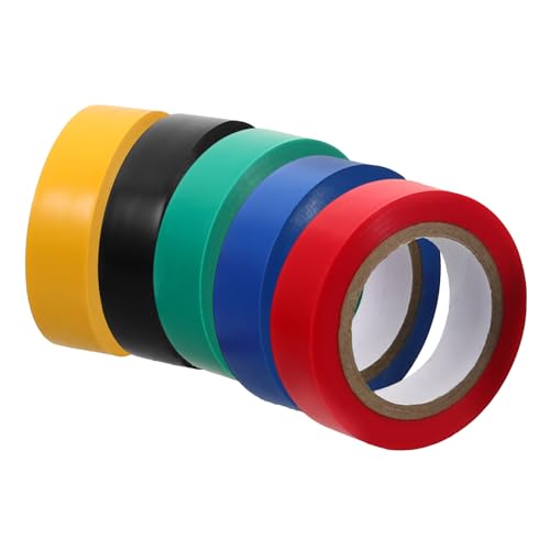 PLAFOPE 5 Rollen Fünf Wasserdichtes Elektro Isolierband Buntes PVC Klebeband für Innenanwendungen Hohe Klebkraft Rot Gelb Blau Grün Schwarz Vielseitig Einsetzbar für Kabelorganisation und PLAFOPE 5 Rollen Fünf Wasserdichtes Elektro Isolierband Buntes PVC Klebeband für Innenanwendungen Hohe Klebkraft Rot Gelb Blau Grün Schwarz Vielseitig Einsetzbar für Kabelorganisation und von PLAFOPE