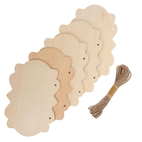 PLAFOPE 5 Stück Holzschilder zum Bemalen Unbehandelte Holztafeln mit Aufhängeseil Große Holzschilder für DIY Bastelprojekte Tür Wanddeko von PLAFOPE