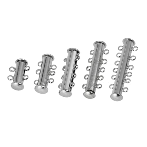 PLAFOPE 5 Stück Silberplattierte Multi Strang Rutsch Magnet Tube Lock Verschlüsse für Schmuck und Armbänder DIY Schmuckzubehör für Kreative Bastelprojekte von PLAFOPE