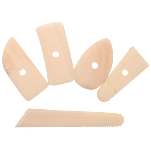 PLAFOPE 5 Stück Teiliges Holz Modellierwerkzeug für Töpferarbeiten Clay Sculpting Tools für Anfänger Polymer Knete Formen Skulptur Werkzeug Ergonomisch rutschfest von PLAFOPE