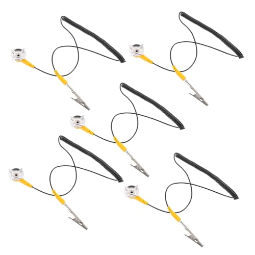 PLAFOPE 5 Stück Teiliges Static Erdungskabel aus Langlebigem PVC Material Flexibles Esd Kabel mit Hoher Klammerkraft für Statische Entladung bei Elektronischer Reparatur und Wartung von PLAFOPE