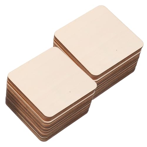 PLAFOPE 50 Stück Quadratische Holzplatten Unbehandelt aus Naturholz für DIY Bastelprojekte Malen Gravieren Heimdekoration Kreative Holzscheiben für Kunst und Handwerk von PLAFOPE