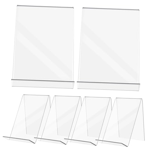 PLAFOPE 6 Stück Teiliges Acryl Buchständer Stabiler und Transparenter Bücherhalter mit Dreieckiger Basis Dekorativer Organizer für Büro und Broschürenaufsteller Langlebiges Display Regal von PLAFOPE