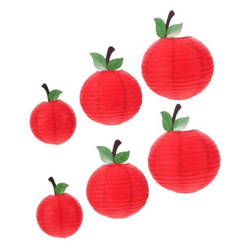 PLAFOPE 6 Stück Teiliges Apfelförmiges Papierlaternen Rote Obstlaternen für Schulanfang Geburtstagsfeier Klassenzimmer und Partydekoration Hängende Fruchtornamente für Vielseitige von PLAFOPE