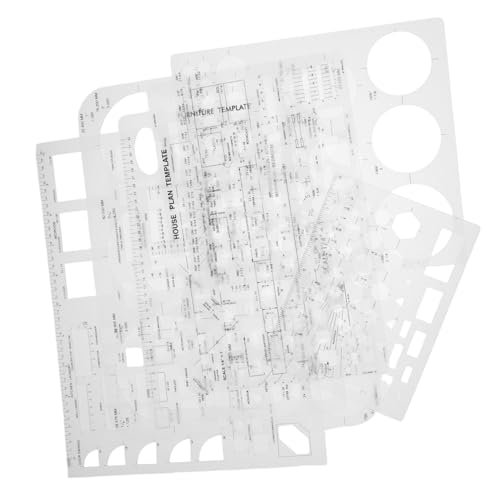 PLAFOPE 6 Stück Teiliges Geometrische Vorlagen aus Robustem PP Kunststoff mit Vielseitigen Formen für Präzise Linien und Kurven für Architektur Kunst Schul Büroplanung von PLAFOPE